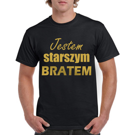 Jestem starszym bratem - złoty nadruk - koszulka męska
