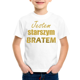 Jestem starszym bratem - koszulka dziecięca - złoty nadruk