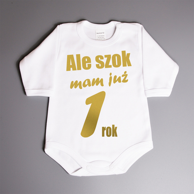 Zestaw dla rodzeństwa Ale szok mój brat ma rok - złoty nadruk