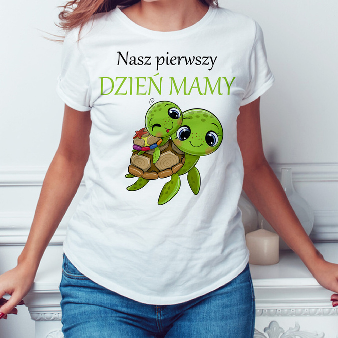 Nasz pierwszy Dzień Mamy - żółw - koszulka damska