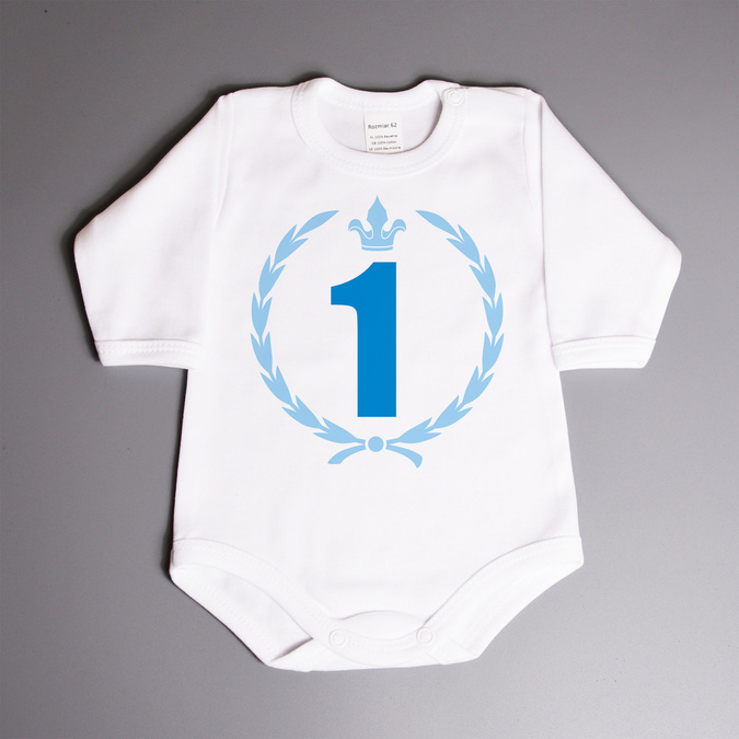 Bodziak z imieniem, cyfrą, koroną i wieńcem laurowym