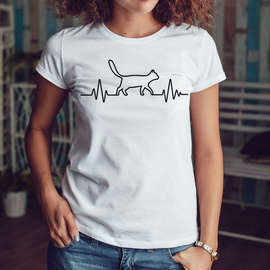 Linia życia EKG - kot - koszulka damska