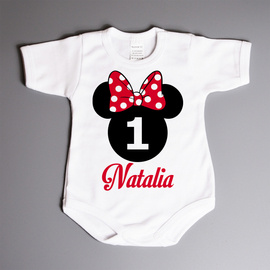 Body na roczek z myszką (imię) - body niemowlęce
