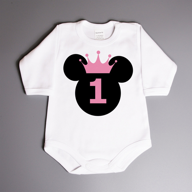 Body na roczek z myszką (imię) - body niemowlęce