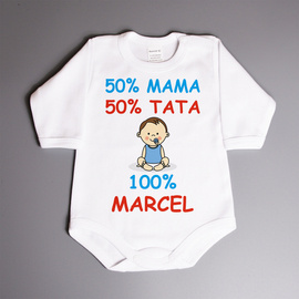 50% mama, 50% tata, 100% (imię) chłopiec - body niemowlęce