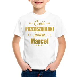 Cześć przedszkolaki jestem (imię) - złoty nadruk