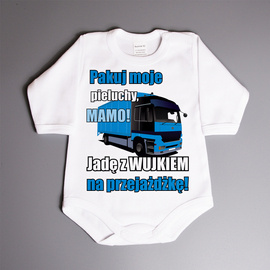Pakuj moje pieluchy mamo jadę z wujkiem na przejażdżkę - ciężarówka - body niemowlęce