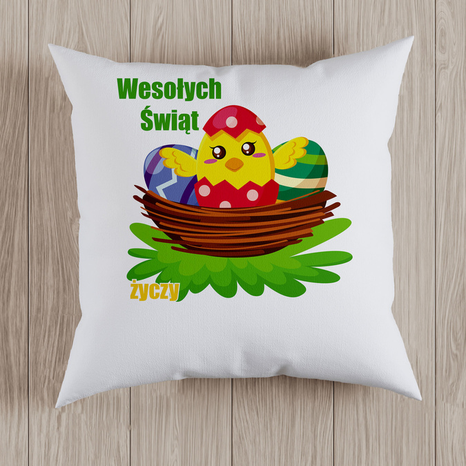 Wesołych świąt życzy (imię) - kurczaczek - poduszka