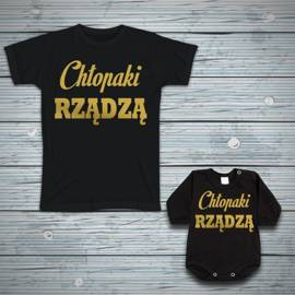 Chłopaki rządzą - zestaw dla rodzeństwa - złoty nadruk