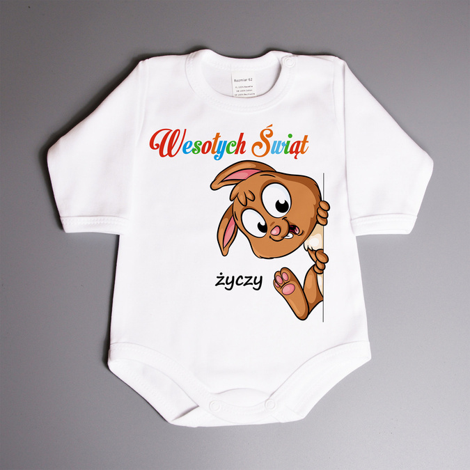 Wesołych świąt życzy (imię) - zajączek - body wielkanocne