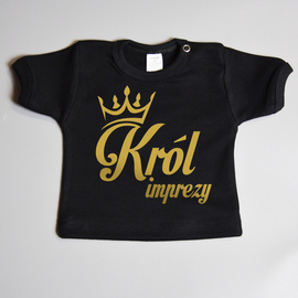 Król imprezy - koszulka niemowlęca - złoty nadruk