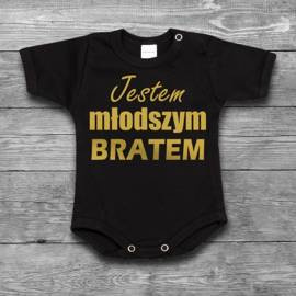 Jestem młodszym bratem - body dziecięce - złoty nadruk