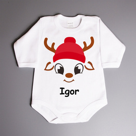 Body świąteczne z reniferem w czapce