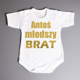 Młodszy brat - body dziecięce - złoty nadruk