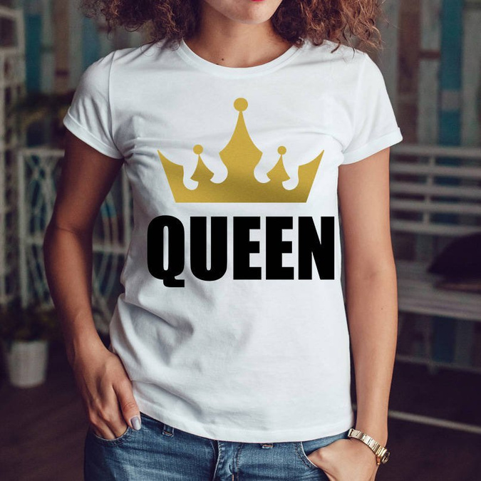 QUEEN & KING -zestaw dla pary - złoty nadruk