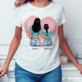 Mama z córką - serce - koszulka damska