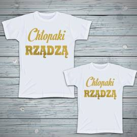 Zestaw koszulek - Chłopaki rządzą - złoty nadruk