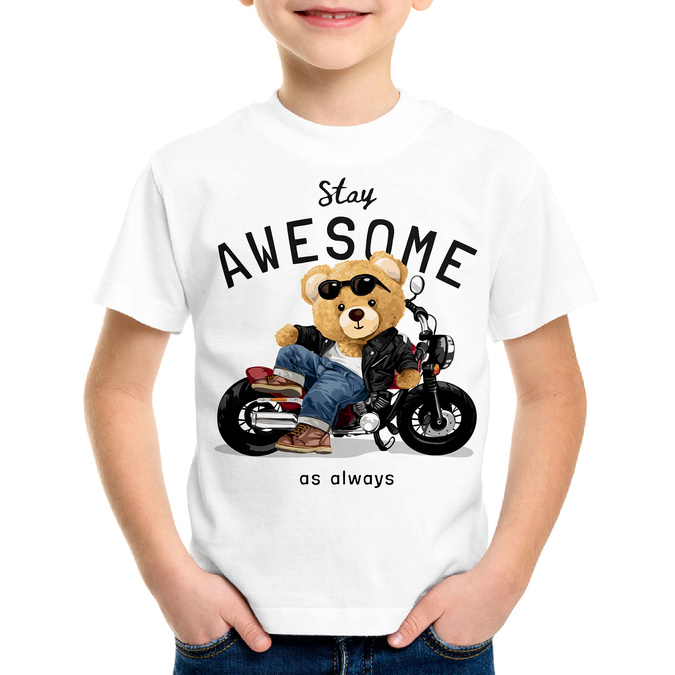 Stay awesome - koszulka z misiem
