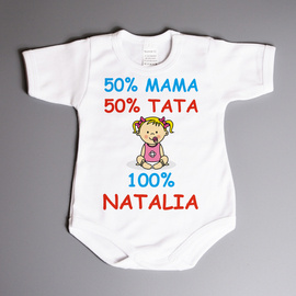 50% mama, 50% tata, 100% (imię) dziewczynka - body niemowlęce