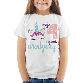 Moje czwarte urodzinki, jednorożec - koszulka dziecięca