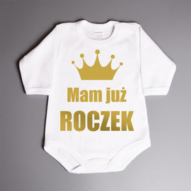 Mam już roczek - body dziecięce - złoty nadruk