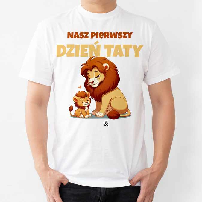 Nasz pierwszy DZIEŃ TATY - lew - koszulka męska