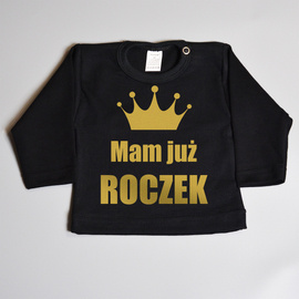Mam już roczek  - koszulka niemowlęca - złoty nadruk
