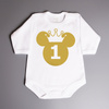Body na roczek z myszką (imię) - złoty nadruk