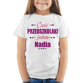 Cześć przedszkolaki jestem (imię) - koszulka dla dziewczynki