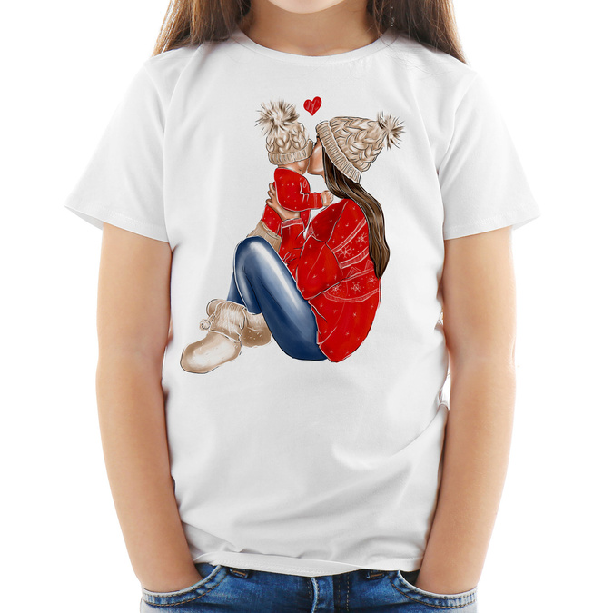 Mama z dzieckiem (imię) - koszulka dziecięca