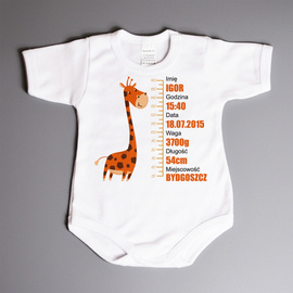 Metryczka- żyrafa - body niemowlęce
