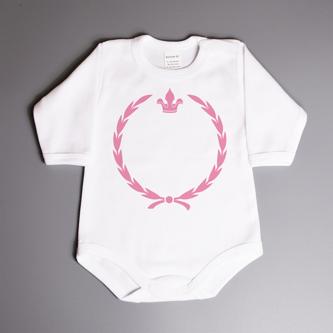 Body niemowlęce z imieniem, koroną i wieńcem laurowym