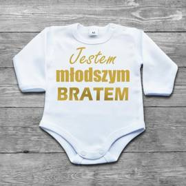 Jestem młodszym bratem - body dziecięce - złoty nadruk