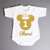 Body na roczek z myszką (imię) - złoty nadruk