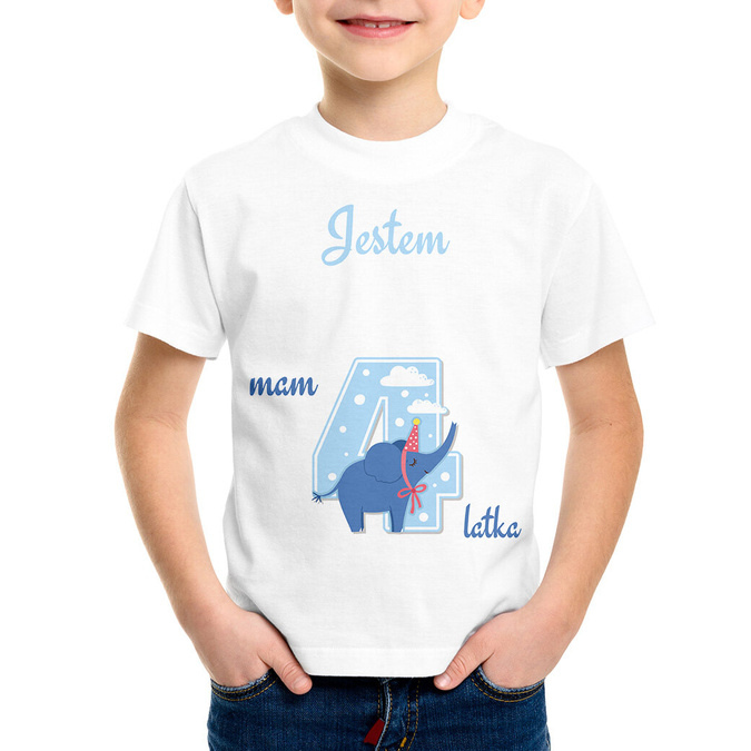 Jestem (imię) mam 4 latka - koszulka dziecięca