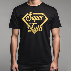 Super tata - złoty nadruk - koszulka męska