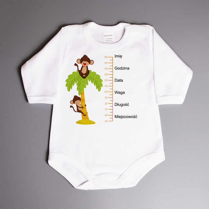 Metryczka - małpki - body niemowlęce
