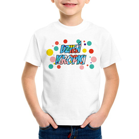 Dzień Kropki - kolorowy napis - koszulka dziecięca