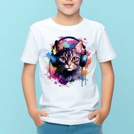Kot akwarelowy - koszulka dziecięca