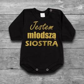 Jestem młodszą siostrą - body dziecięce - złoty nadruk