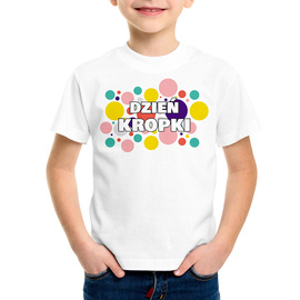 Dzień Kropki - biały napis - koszulka dziecięca