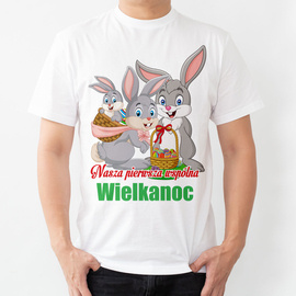 Nasza pierwsza wspólna Wielkanoc - zajączki - koszulka męska