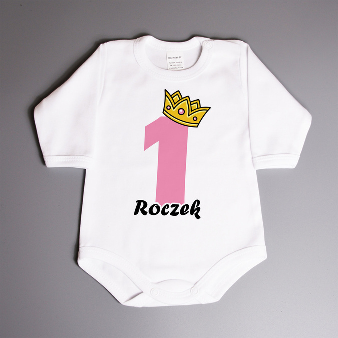 Body na roczek z koroną (imię) - body niemowlęce