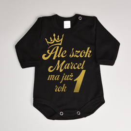 Ale szok (imię) ma już rok - body niemowlęce - złoty nadruk