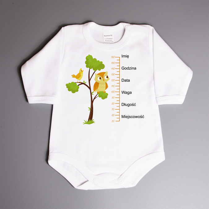 Metryczka - sowa - body niemowlęce