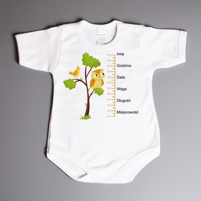 Metryczka - sowa - body niemowlęce