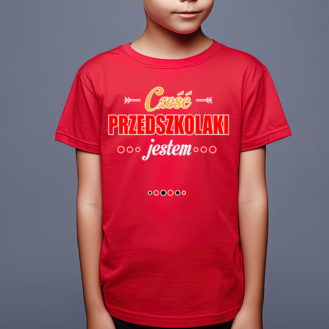 Cześć przedszkolaki jestem (imię) - koszulka dziecięca
