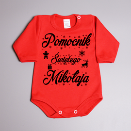 Pomocnik Świętego Mikołaja - czerwone body świąteczne