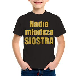 Młodsza siostra - koszulka dziecięca - złoty nadruk