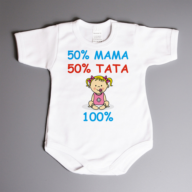 50% mama, 50% tata, 100% (imię) dziewczynka - body niemowlęce